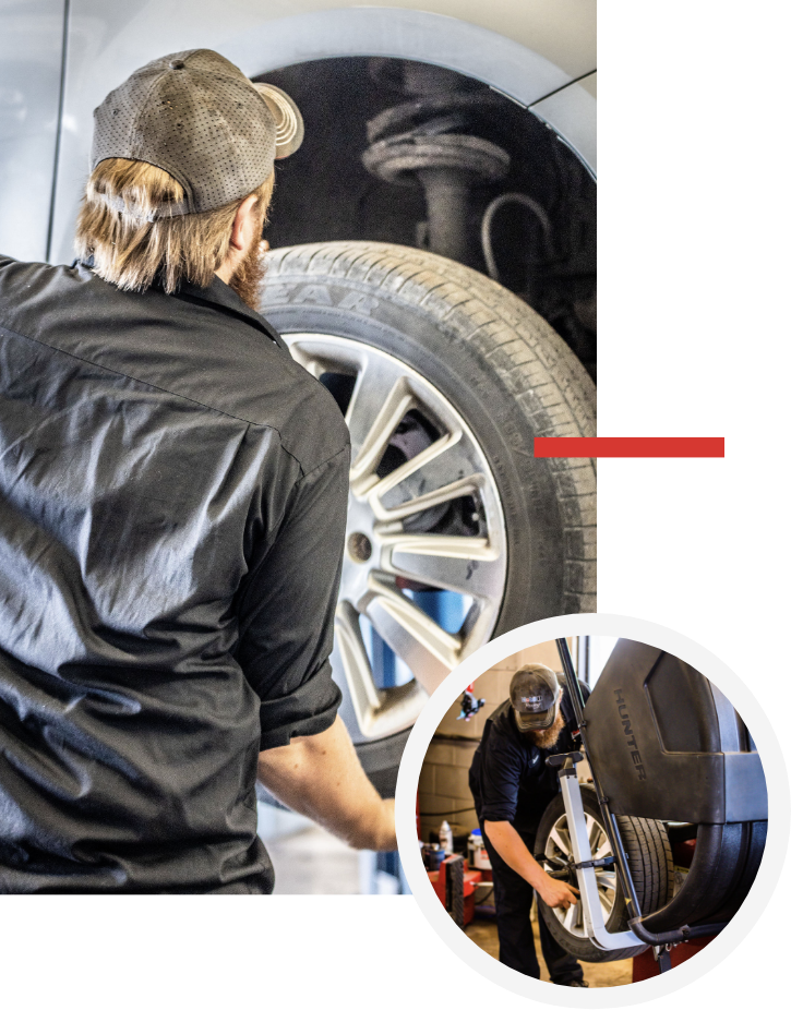 car tire being repaired